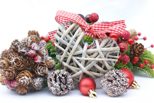 Holiday decorations and ornaments packed into labeled storage bins